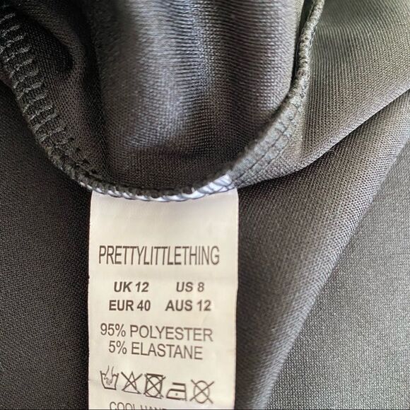 NWT-Black Lace Trim High Neck Sheer Top Bodycon Dress - Picture 8 of 11